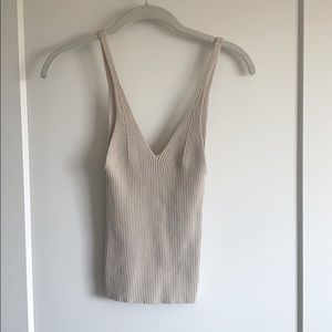 Ribbed cream tank top
